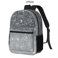 atinfor Modern Grey Glitter Sparkles Printing Women Backpack Student Bookbag School Bag for Teenage Girl Book Bag 1