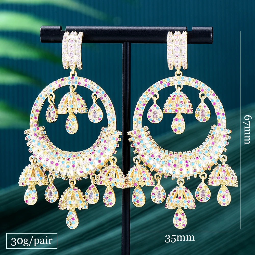Missvikki Ethnic Luxury Pendant Earrings For Noble Women Bridal Wedding Daily Party Show Fashion Jewelry High Quality