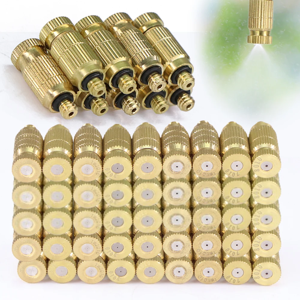 High Pressure Nozzle High Pressure Brass Mist Nozzle 4.5mm Thread Fine Fogging Atomizer for Garden Landscape Dedusting Humidification AtomizingSystem