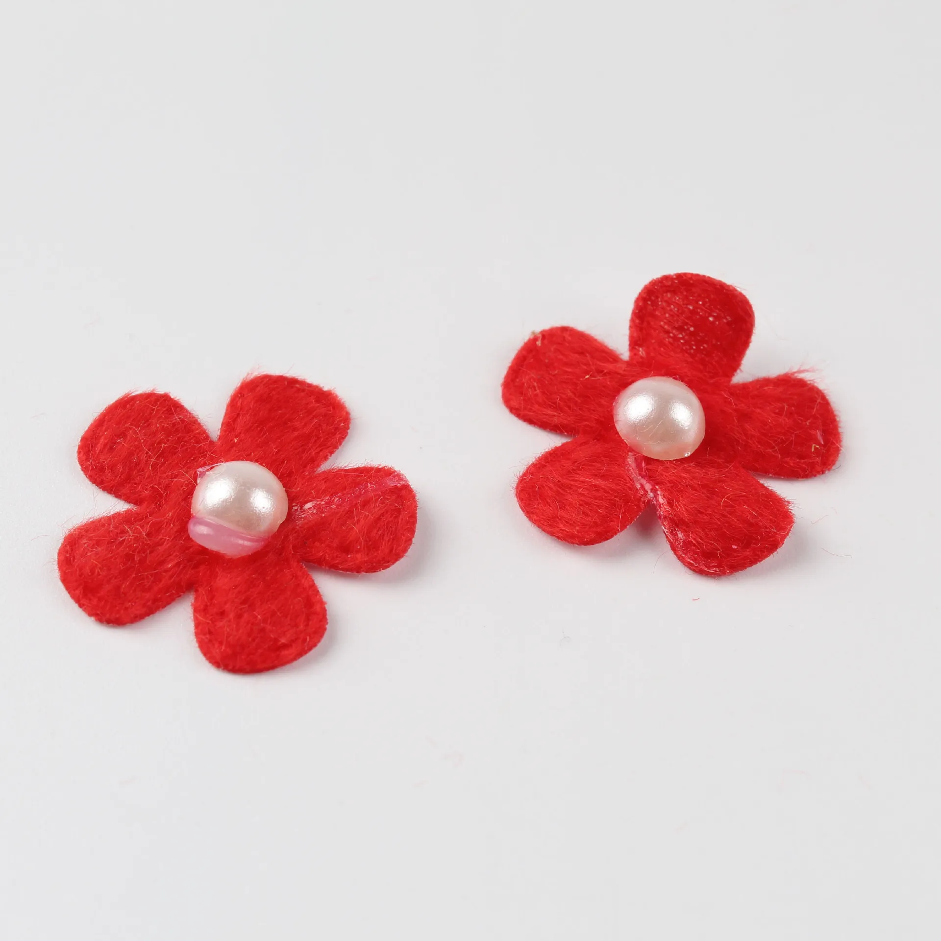 100PCS Colorful Pearl Handmade Bead Flower Felt Cloth Hair Rope DIY Handmade Accessories Sticker Applique Patches Felt Pads