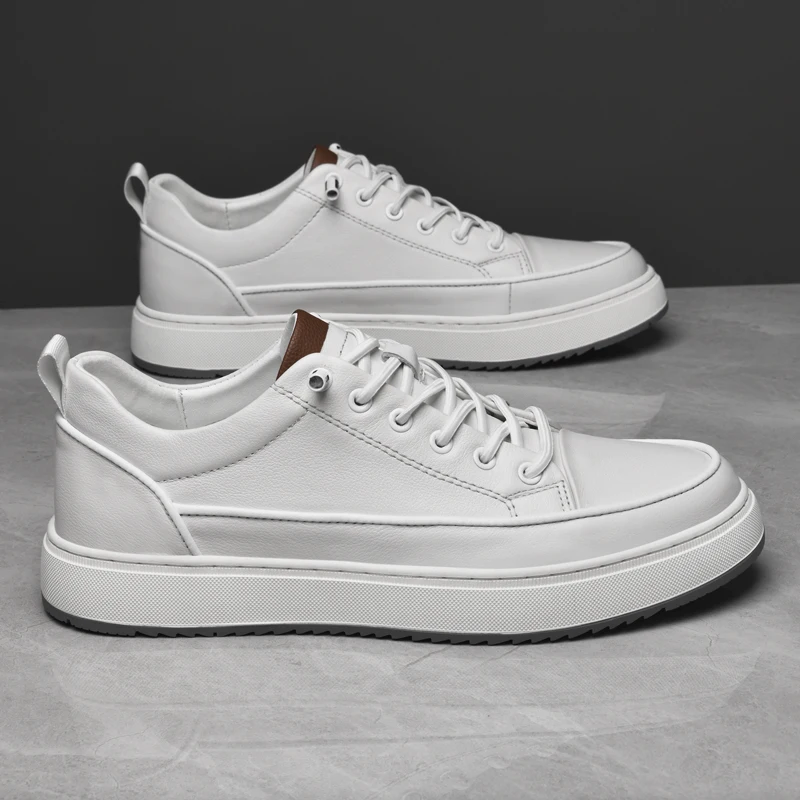 Classic Brand Wear-resistant Sole Men&rsquo;s Genuine Leather Shoes Elegant White Trend Men&rsquo;s Business Casual Shoes Versatile mens shoes