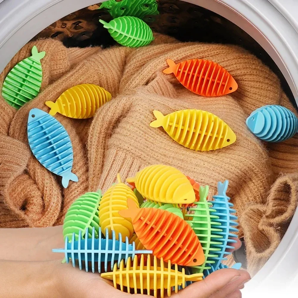 Laundry Ball Pet Hair Remover Laundry Hair Catcher House Laundry Ball Silicone Fish Cloth Hair Anti-tangle