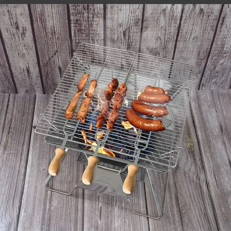 캠핑 BBQ 그릴 꼬치 세트 (8개) 캠핑문 MK-8 가정용 야외 바베큐 포크 바늘 세트