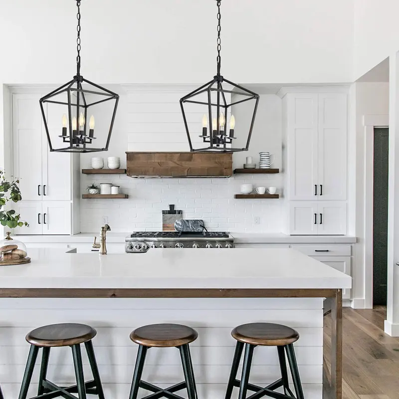 American Farmhouse Restaurant Chandelier Minimalist Retro Creative Kitchen Hallway Corridor Bedroom Light Black Droplight