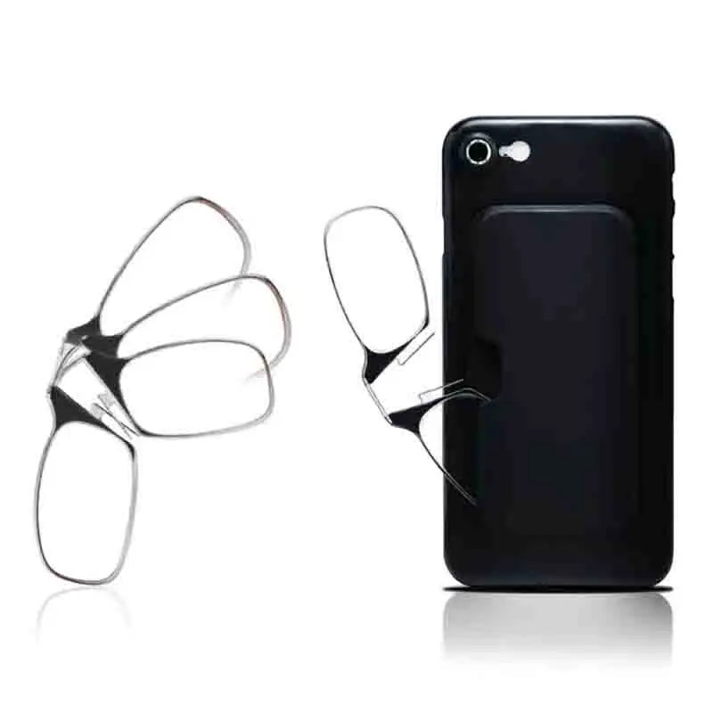 

New Legless Clamp nose reading glasses for both men and women portable sticky phone to send ultra-thin glasses case+1.0 To+ 3.0