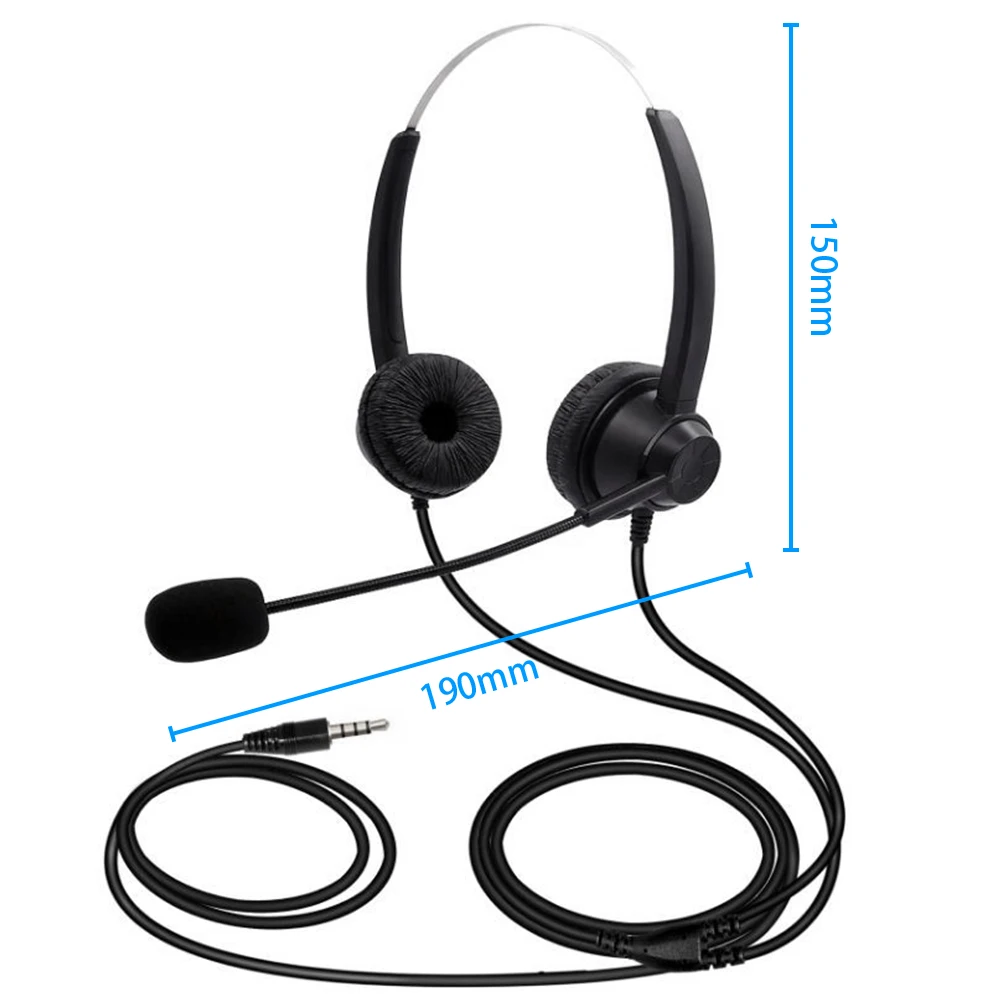 3.5mm Wired Computer Headset with Microphone Dual-ear Headphones Universal Office Call Center Headphone Suitable for Telephone