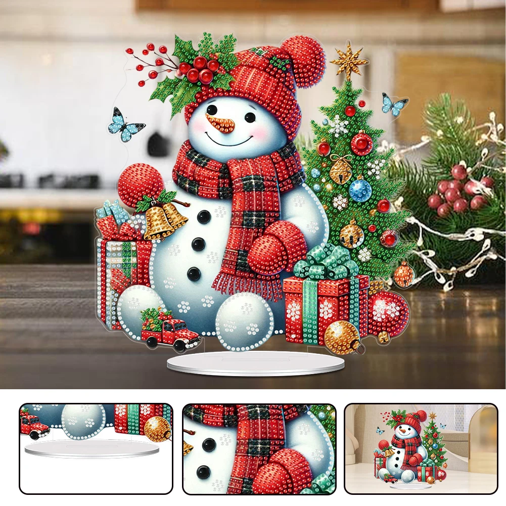 2D Flat Print Xmas DIY Special Shape Table Top Diamond Painting Ornament Kits Desktop Diamond Art Kits Bedroom Table Decoration