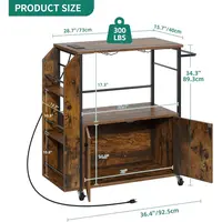 36 Rolling Kitchen Island Cart with Power Outlet, Storage, and Open Shelves for Dining and Kitchen Use in Brown 5
