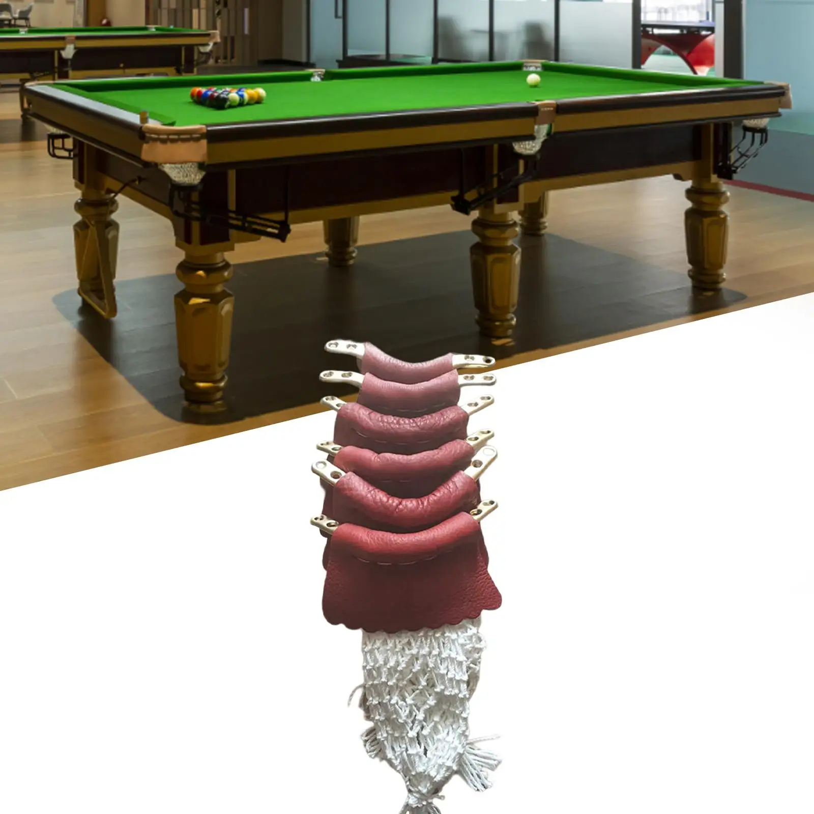 CueStix International Leather Pool Table Pockets - Set Of 6 With Shield #6 Irons, Black