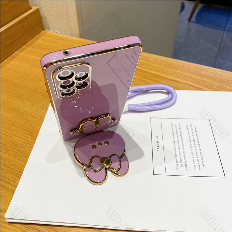 귀여운 토끼 손목 스트랩 휴대폰 거치대 케이스, Oppo Realme 8 8i 5 7 9 9i 10 11 12 Pro Plus 4G 5G 스탠드 커버, Realme8 Realme9
