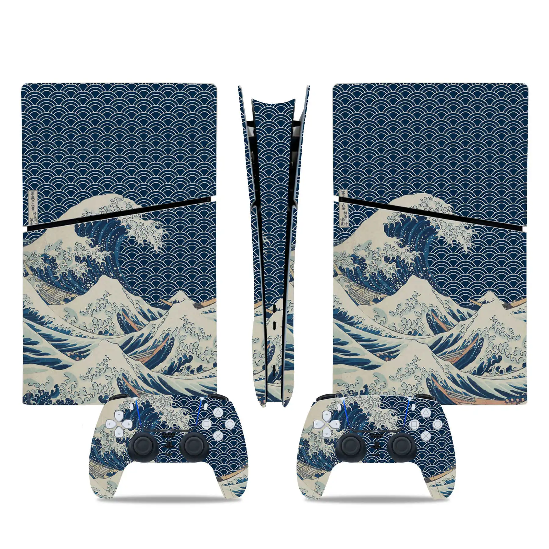Great Wave Ps5 Slim Digital Skin Sticker Decalcomania Cover Per Console E 2 Controller Nuovo Ps5 Slim Digital Skin Sticker Vinyl