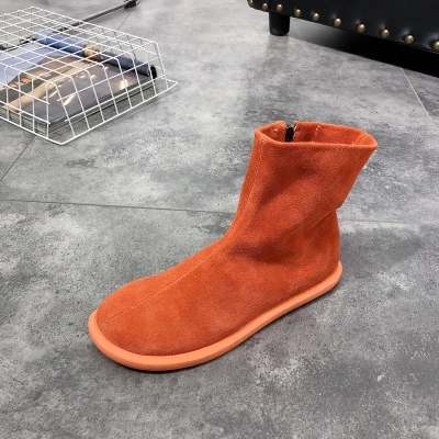 YeddaMavis Beige Women Boots Fashion New Genuine Leather Winter Mid-calf Boots Women Side-Zipper Candy-colored Boots Size 35-40