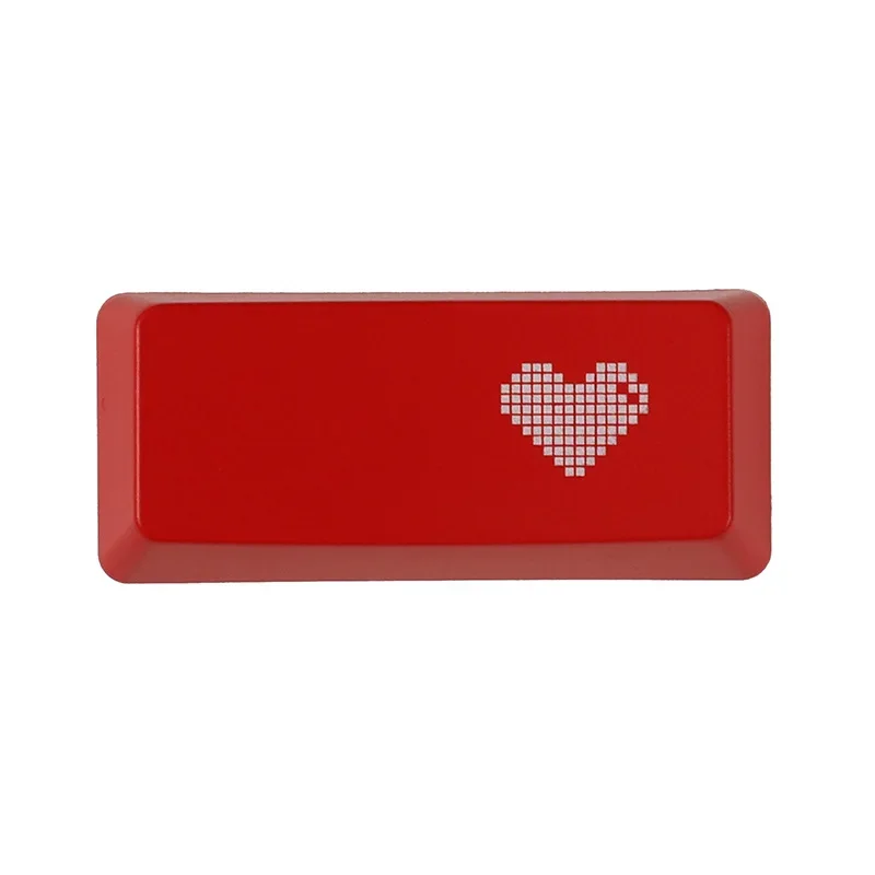 Red Pixel Heart Keycap Set - OEM Profile, ABS Double Shot,