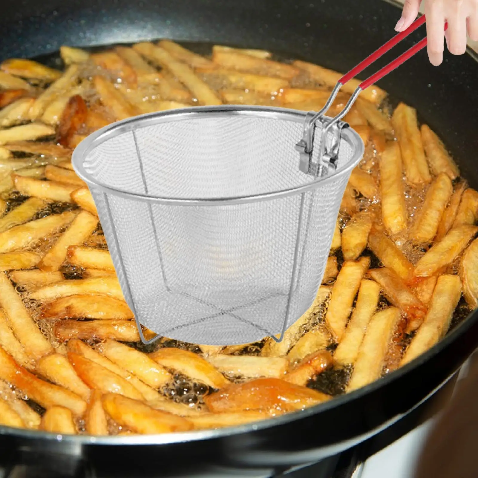 Stainless Steel Deep Frying Basket, Wire Fryer Basket, Multifunction Restaurant