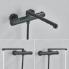Thermostatic Bathtub Shower Faucet Rotatable Long Spout with Handshower Wall Mount Cold Hot Water Mixer Bathroom Shower System 4