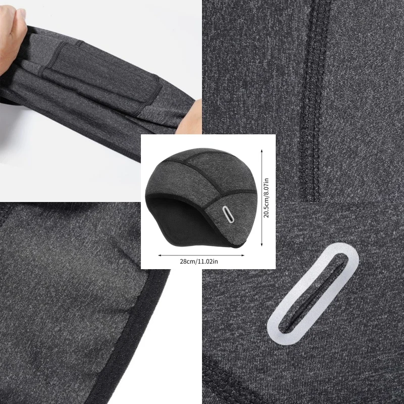 Winter Cycling Warm Cap MTB Helmet Liner Fleece Skull Hat Thermal Men Women Running Skiing Eyeglass Hole Windproof Headwear