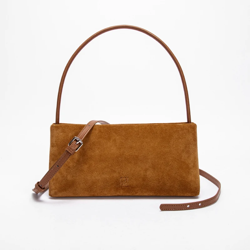 حقيبة تحت الإبط مخملية بسيطة أحادية اللون على الطر...