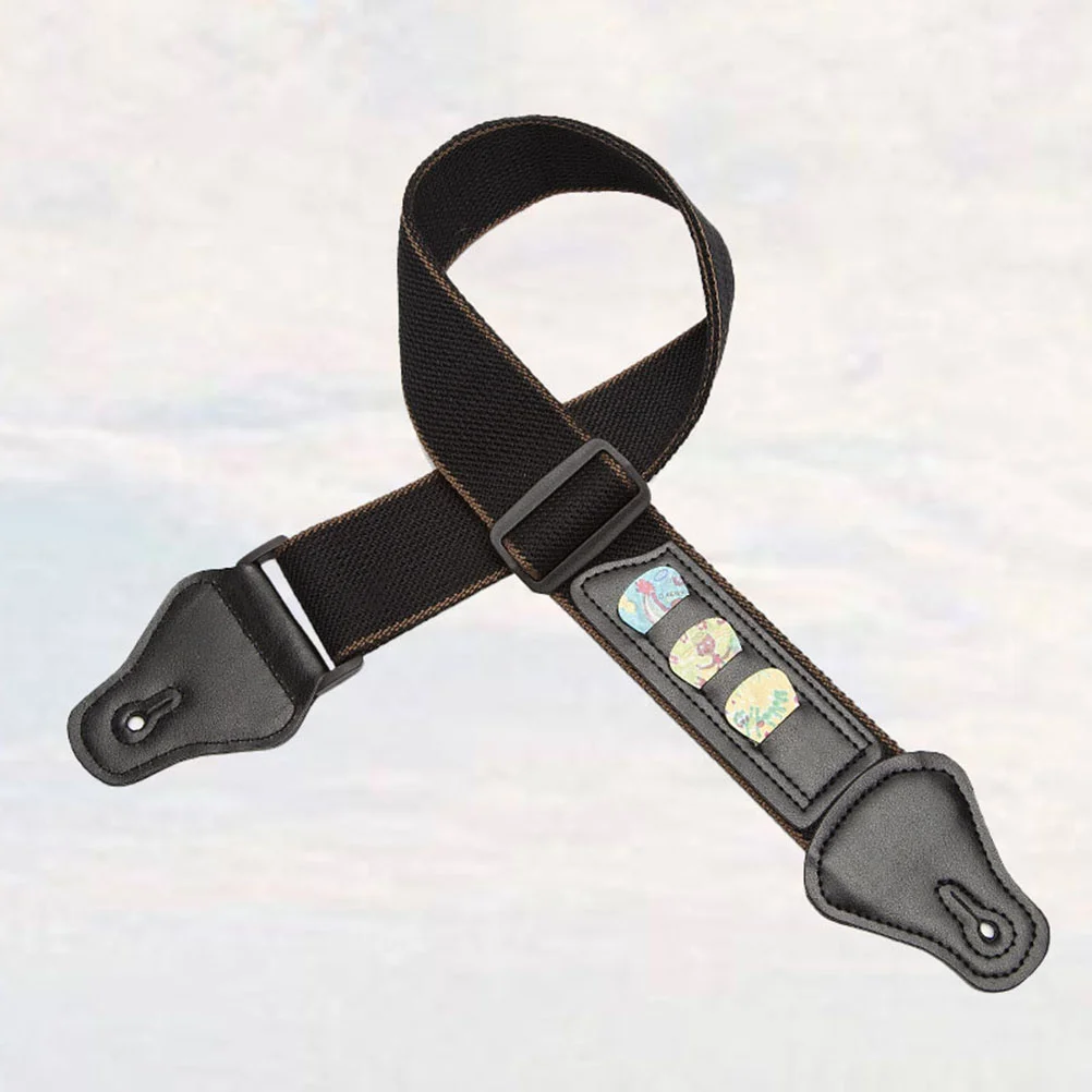 

PU Pure Cotton Durable Guitar Strap Acoustic Electric Guitar Strap with Guitar Pick Slot Bass Strap Adjustable Guitar