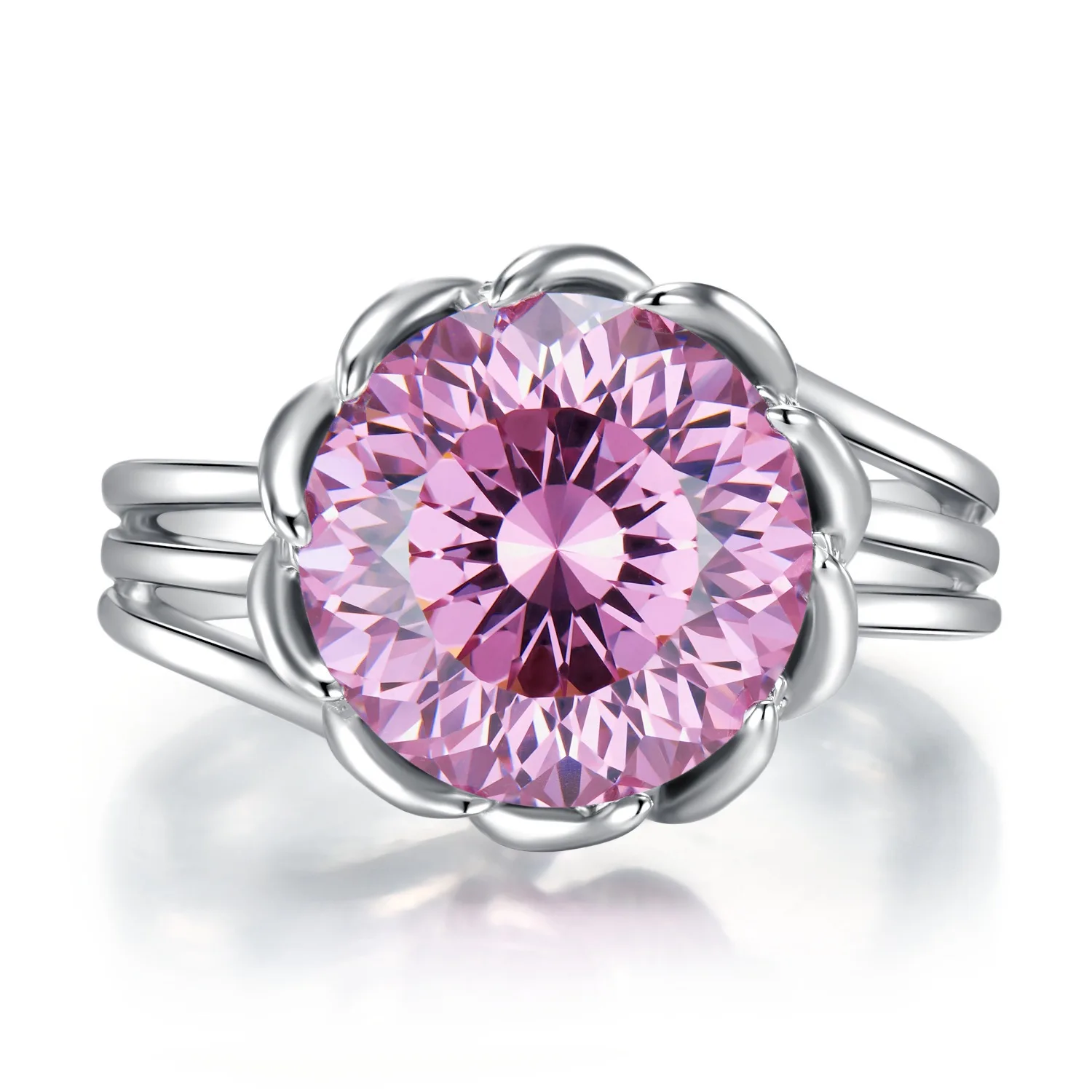 

2023 New 925 Silver 7.5 Carat Carmine Powder Lotus Ring for Women's Rich Women's Advanced Sense Ring