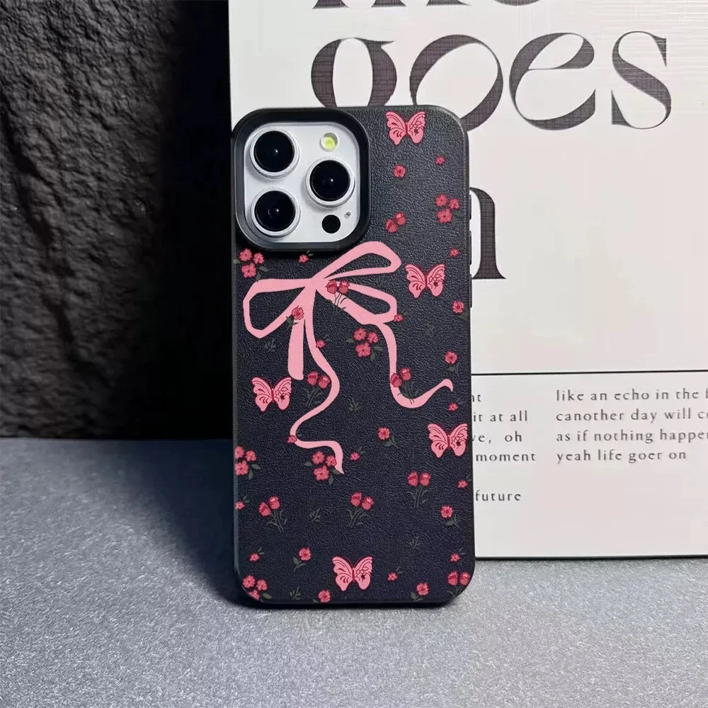 Chic Pink Floral Bowknot Phone Case Cover
