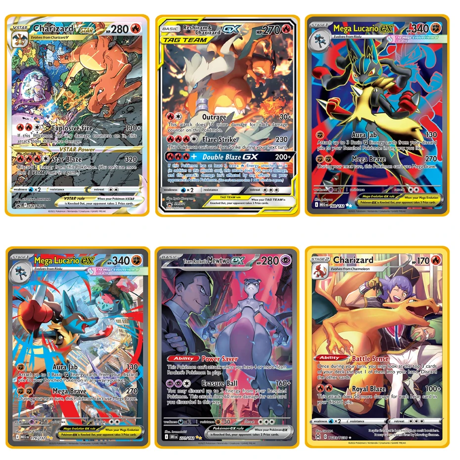 2025 Pokemon Metal Card 10000 Points Arceus Charizard Super Card Golden English Mewtwo Vmax GX EX Anime Collection
