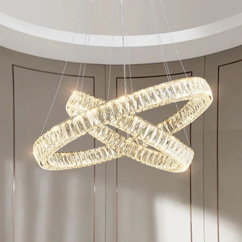 

Современная светодиодная люстра с кристаллами K9, Стальная Круглая Подвесная лампа, роскошное светодиодное украшение для дома