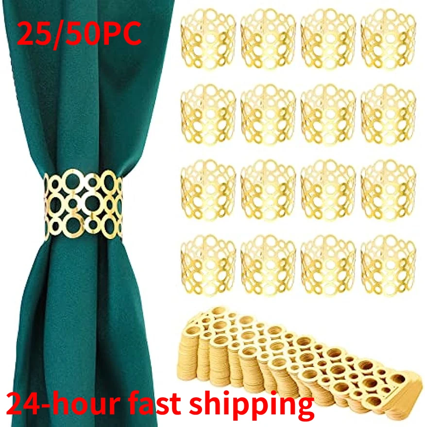 25/50 Pcs Disposable 3D circular Napkin Rings Paper DIY gold laser hollowed Pattern Napkin Rings for  Wedding Table Decoration