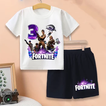 Fortnites Kids T-Shirt Shorts Suit Cartoon Game Printed Fortress Night Boys Girls Summer Clothes Children Outfit Tracksuit Sets