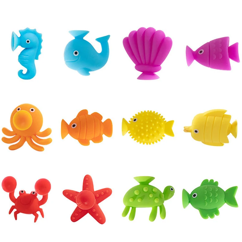 Suction Cup Toys Silicone Ocean Animals Suckers Sensory Travel Window Toys for Kids
