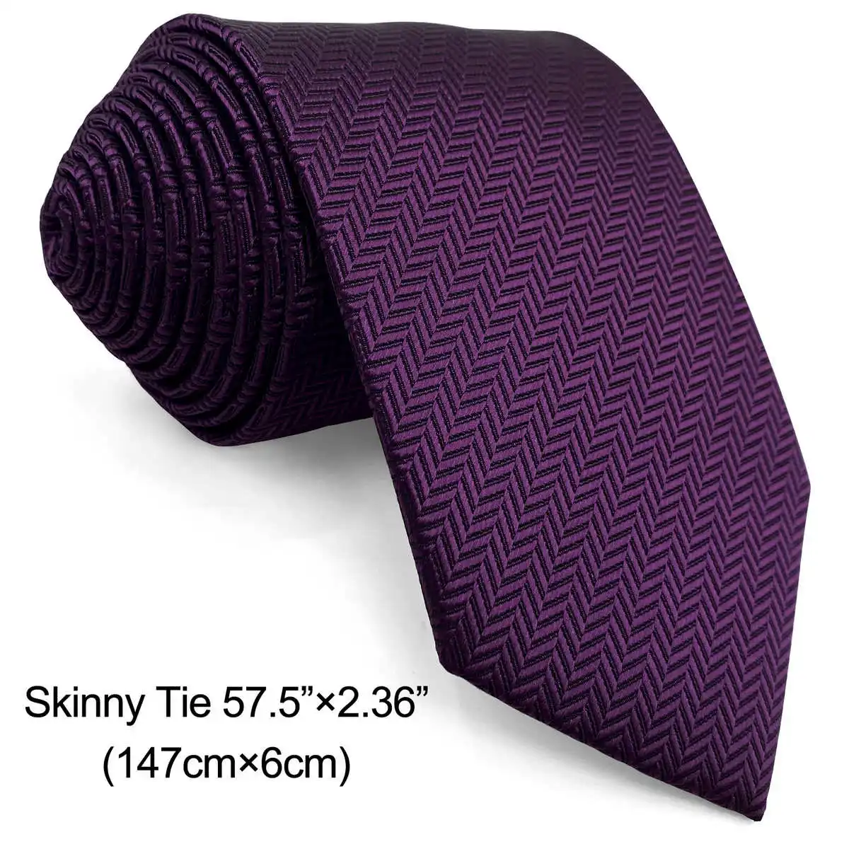 JEMYGINS Solid Color Men's Necktie - Dark Purple Silk Feel Tie For Wedding & Business - View #3