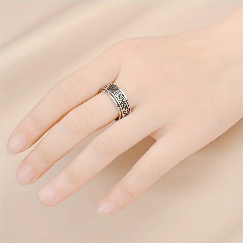 Fashion Titanium Steel Ring - Geometric Pattern Close-up