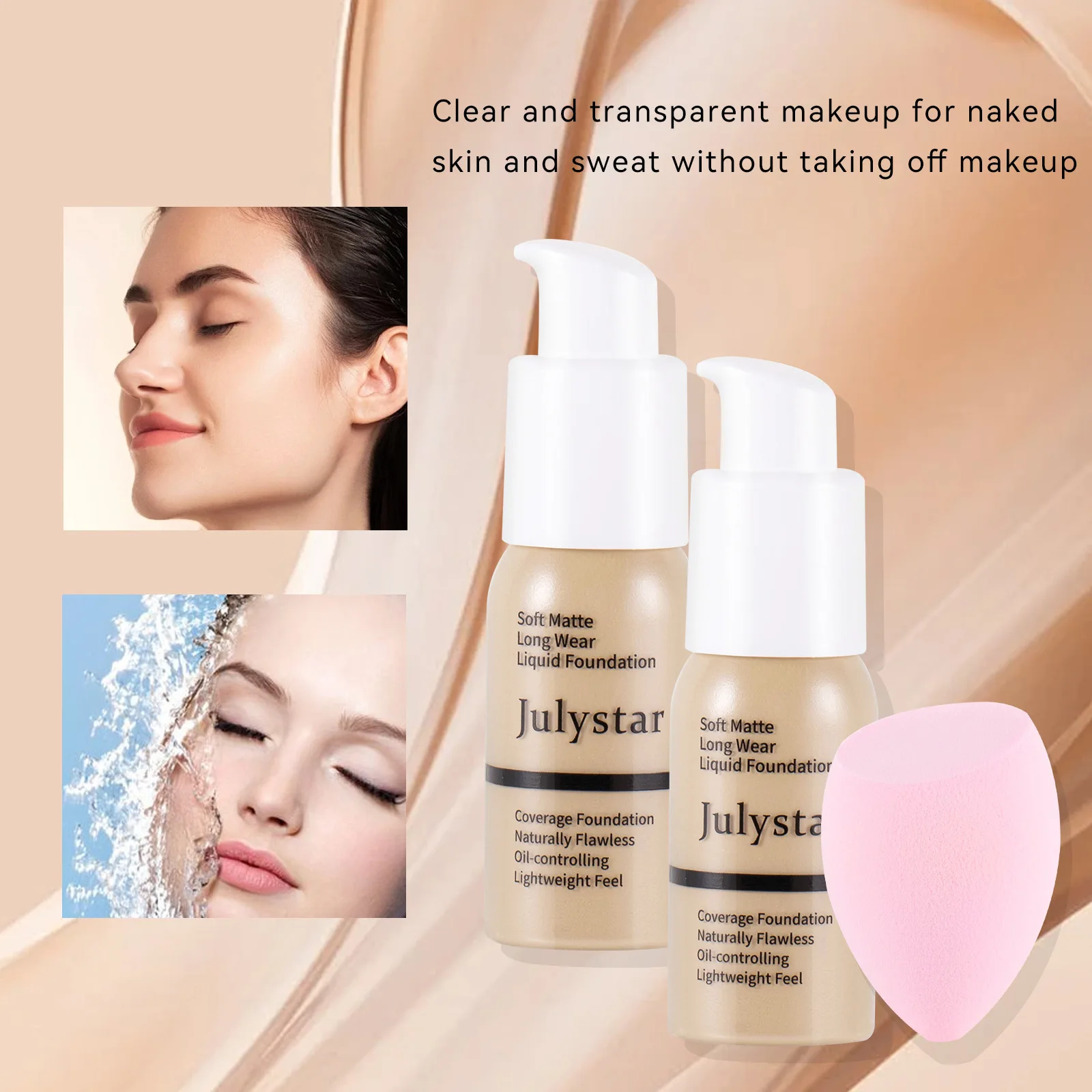 Concealer foundation set, natural and clear, brighten skin tone, moisturize skin, beauty makeup makeup set, long lasting conceal 6