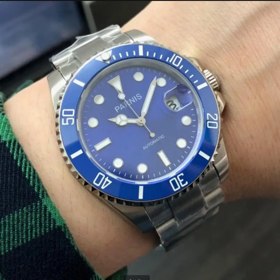 

Мужские часы с синим керамическим циферблатом и автоматическим движением, 40 мм