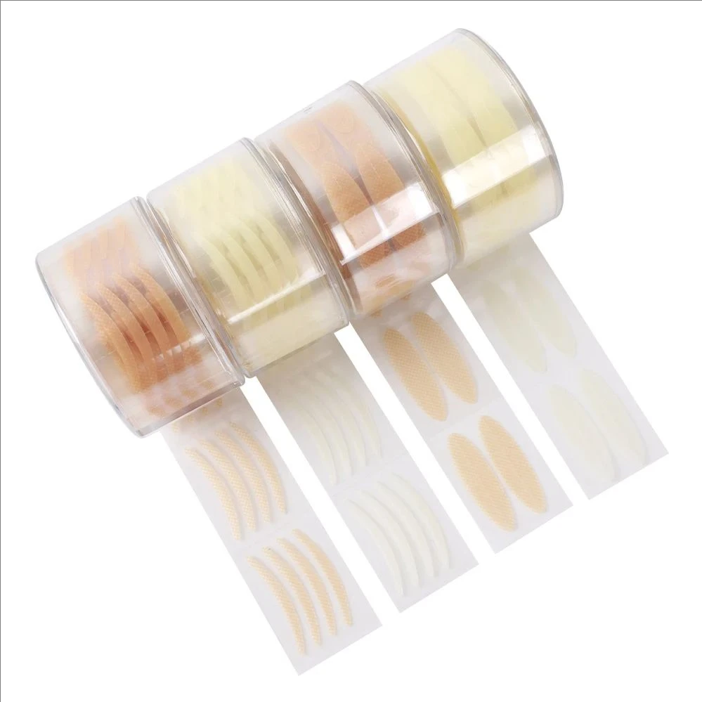 Double Fold Eyelid Tape Transparent Grey Beige Big Eyes Invisible Lace Mesh Fiber Self-adhesive Eye Patch Eyelid Double Eyelid Tape Sticker Makeup