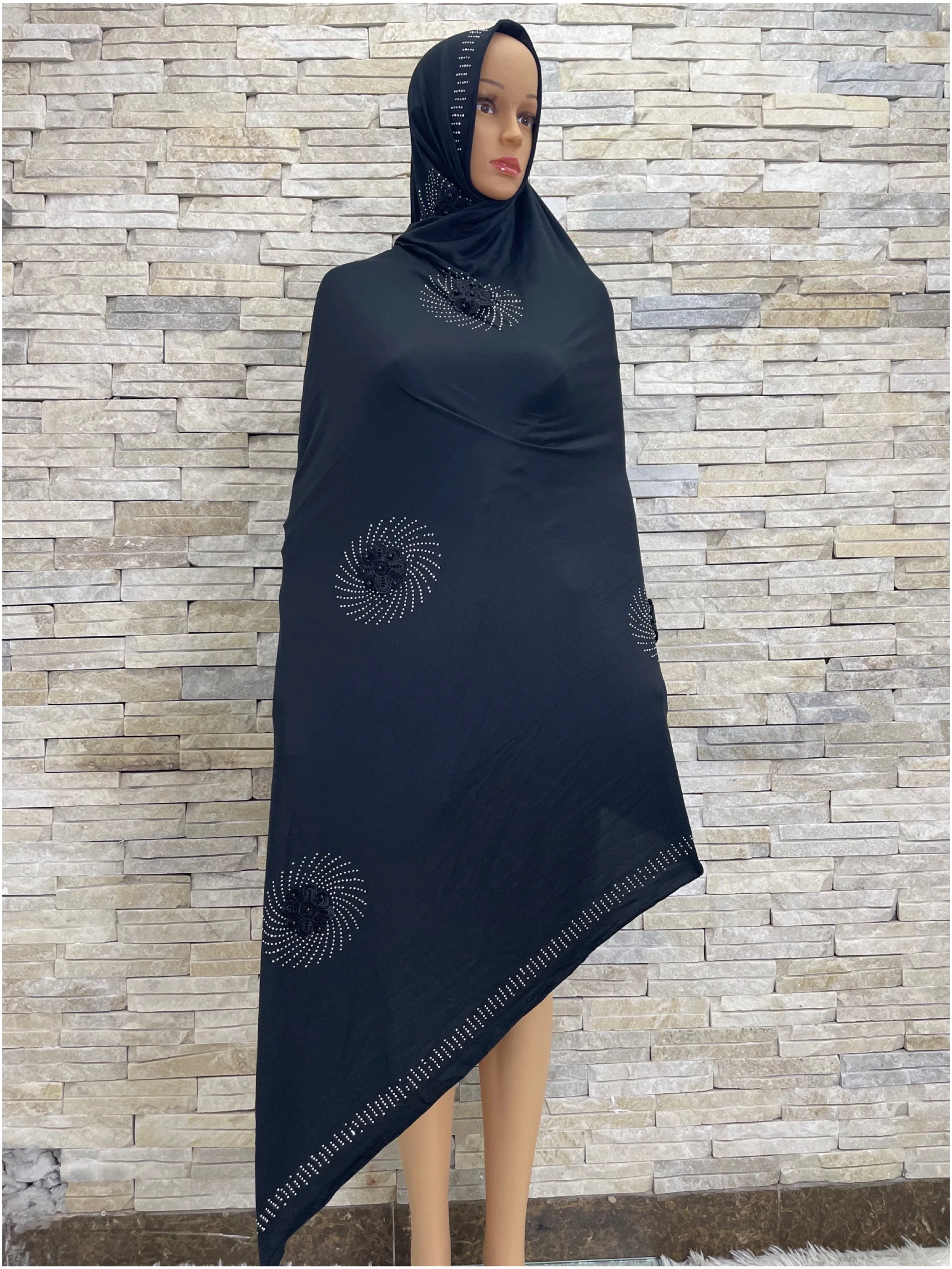2023African Dubai 100% Cotton Pashmina Pray Instant Hijab Scarf African Muslim Shawl Wrap Ramadan  Turbans For Women HB282