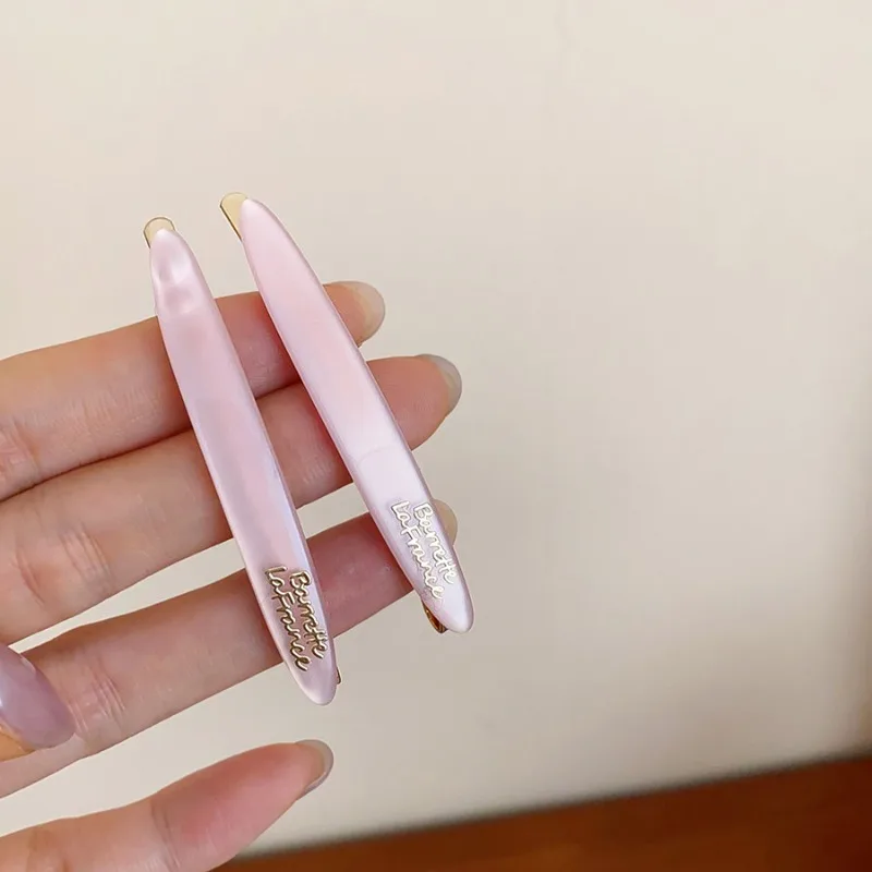 2/6Pcs Verschmieren Acryl Haar Clips für Frauen Vintage Mini Nette Ein-linie Pony Clip Bunte brief Kopfbedeckung Haar Zubehör Set – Detail 9