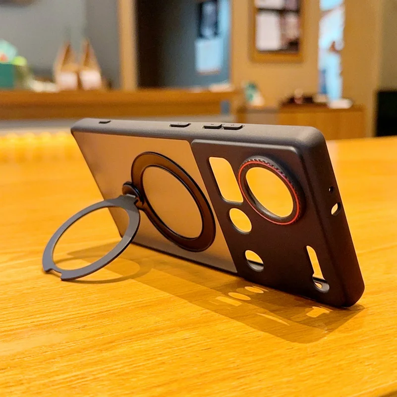Red Circle Lens Full Coverage Metal Magnetic Holder Case