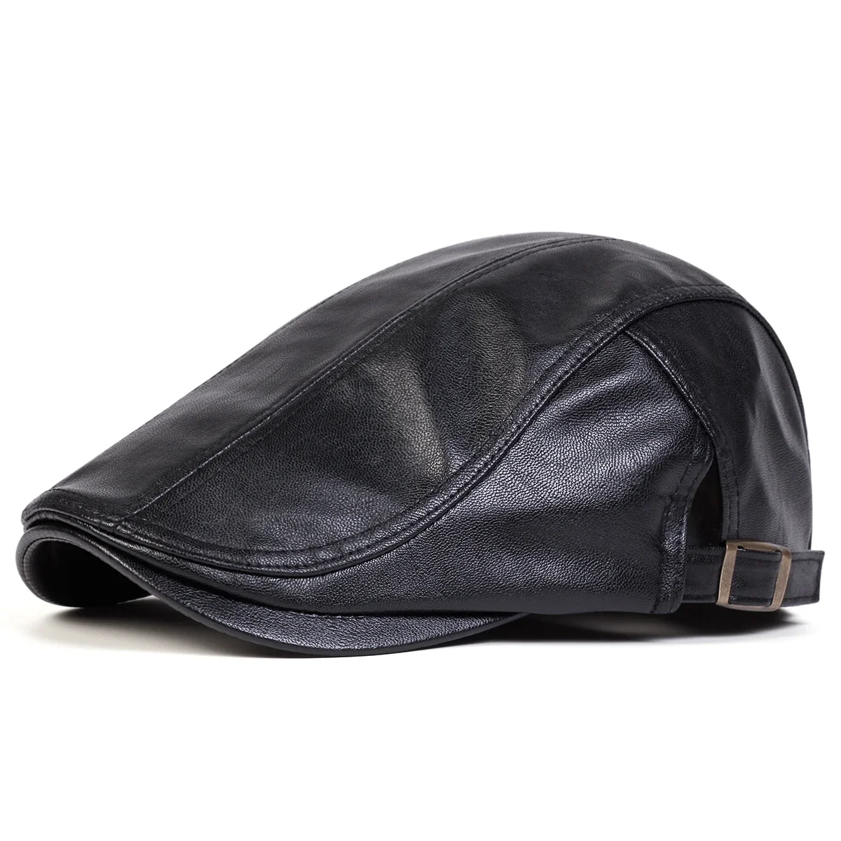 Men Retro Pu Leather Solid Color Newsboy Caps British Painters Hats Spring Autumn Side Adjustable Flat Cap Hip Hop Berets 2