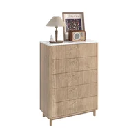 ตู้ลิ้นชัก 5 ชั้น ลายไม้ หน้าท็อปลายหินอ่อน สำหรับห้องนั่งเล่น ห้องนอน ตู้สูง ตู้เก็บของ 4