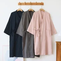 2026 Spring and Autumn New Japanese Kimono Robe Couples 100% Cotton Bathrobe Men's and Women's Kimono Loose Sweat Steamed Robe