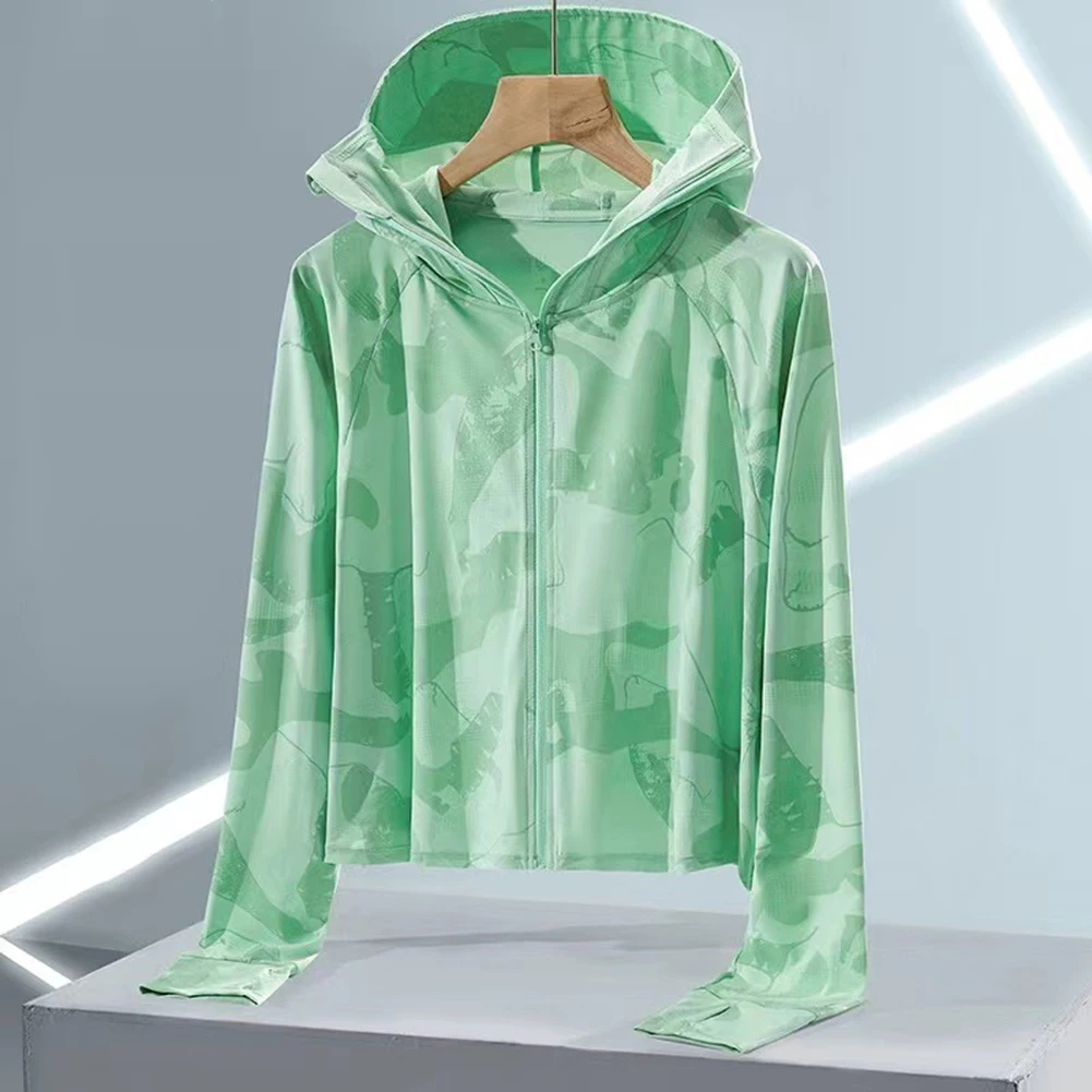 

Summer Elastic Ice Silk Clothing Sun Protection Sunscreen Clothing Ultra-thin Hooded Coat Outdoor Sports Fishing Jackets