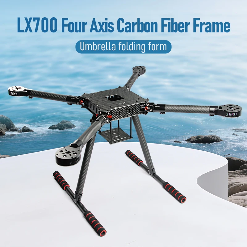 Cadre drone Flyroun LX700 4 axes en fibre de carbone, interasse 840mm avec trépied fixe