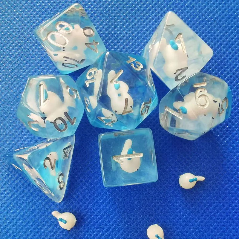 7Pcs Resin D4 D6 D8 D10 D12 D20 Dice Set Polyhedral Inline Animal Dices for RPG Board Game and Tabletop Games game dice dice set