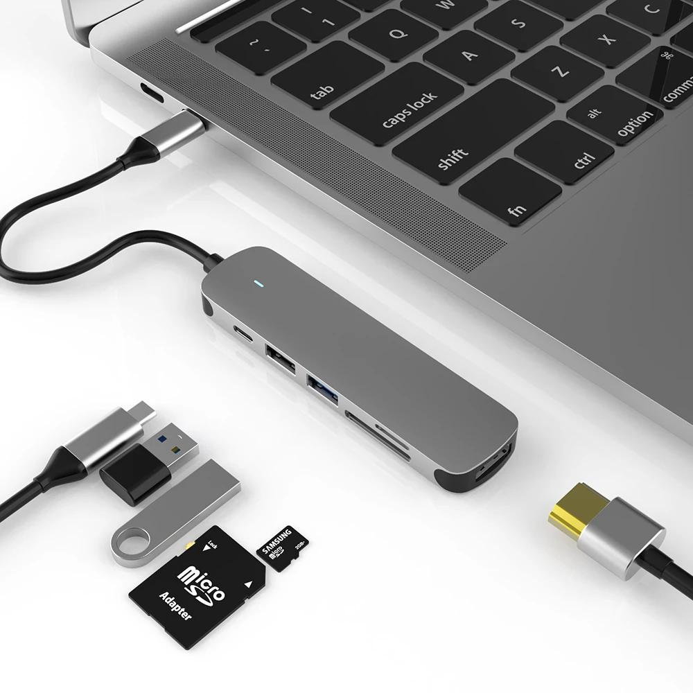Usb c Hub tipo c Divisor para Hdmi4k Docking Station Portátil Adaptador com pd sd tf Rj45 Thunderbolt para Macbook ar Ipad m1 Pro - Imagem 4
