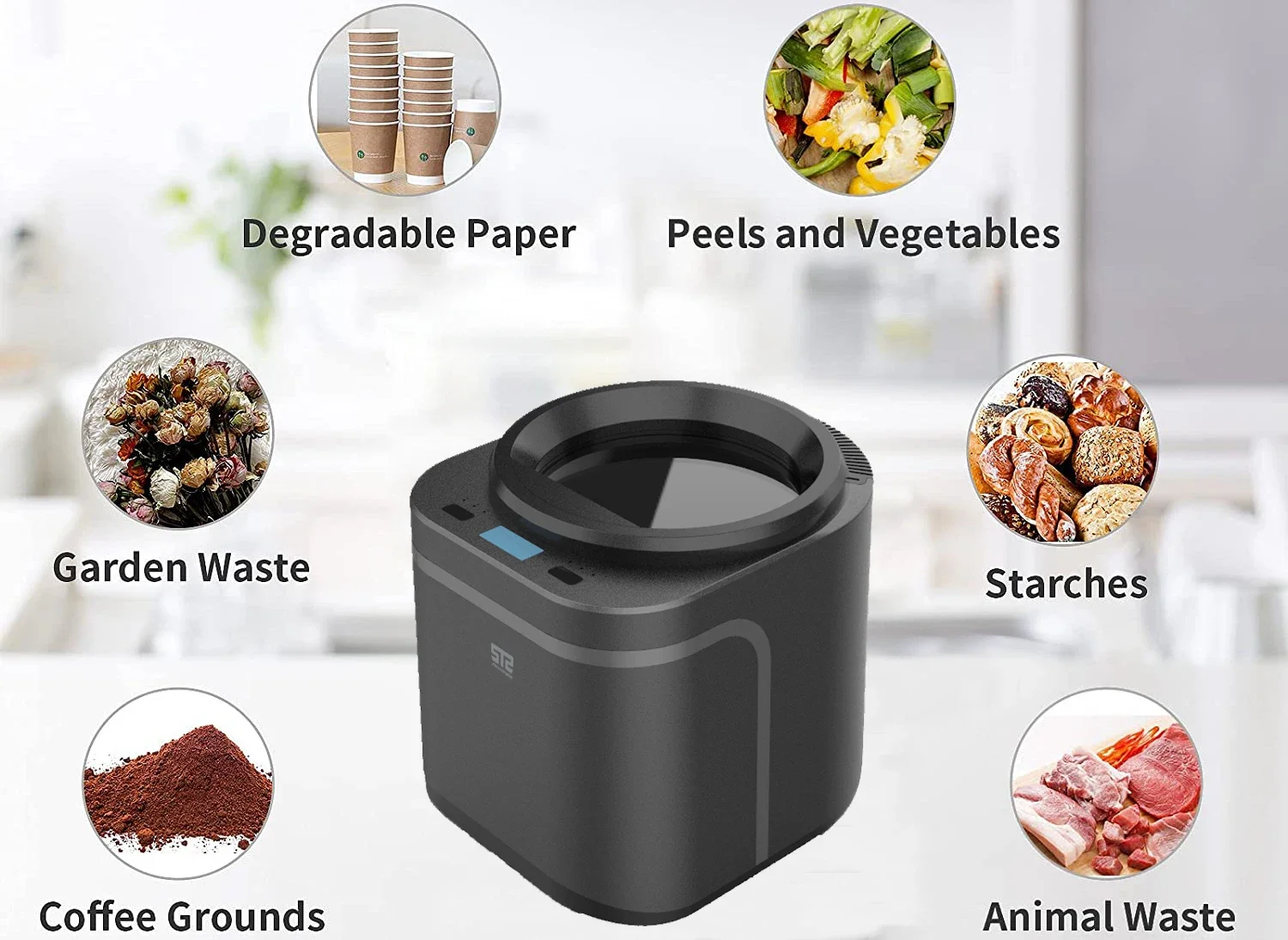 Factory-Made ABS Stainless Steel Electric Kitchen Waste Composter Eco-Friendly Commutator Motor Automatic Function Household Use 5