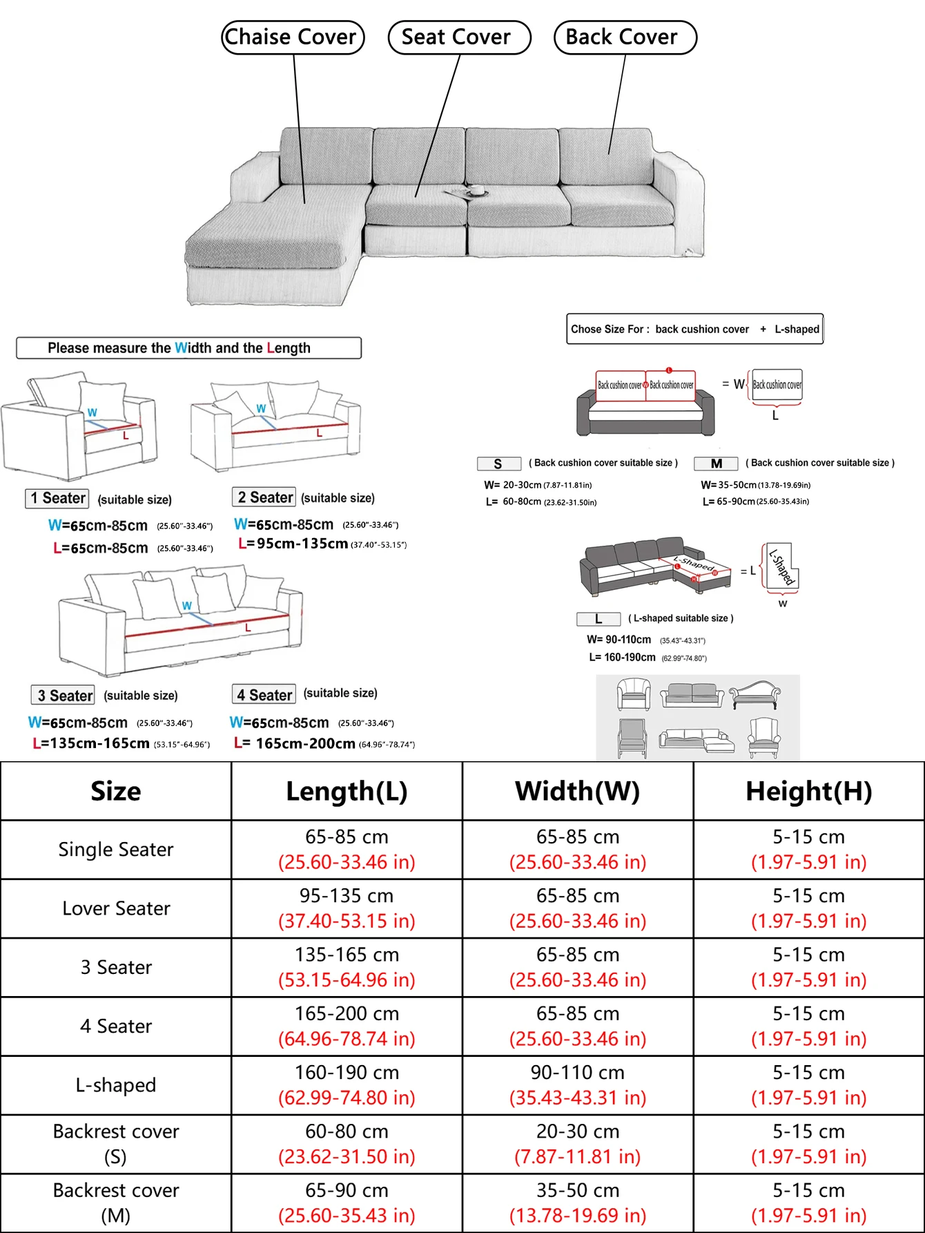 Splash-proof jacquard sofa cover, high elasticity, anti dirt sofa cushion cover, anti cat scratch sofa cover 2