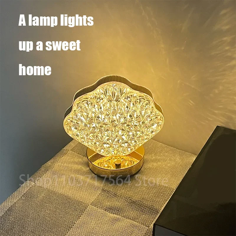 

Crystal spherical luminous pearl table lamp Nordic simple acrylic nightlight bedside bedroom bar USB atmosphere light