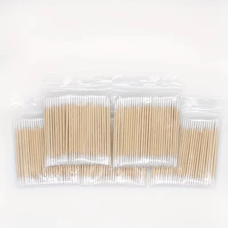 Disposable Ultra-small Micro Brushes Eyelash Extension Glue Removing Tools Double-end wood cotton swab Lint-Free 7cm