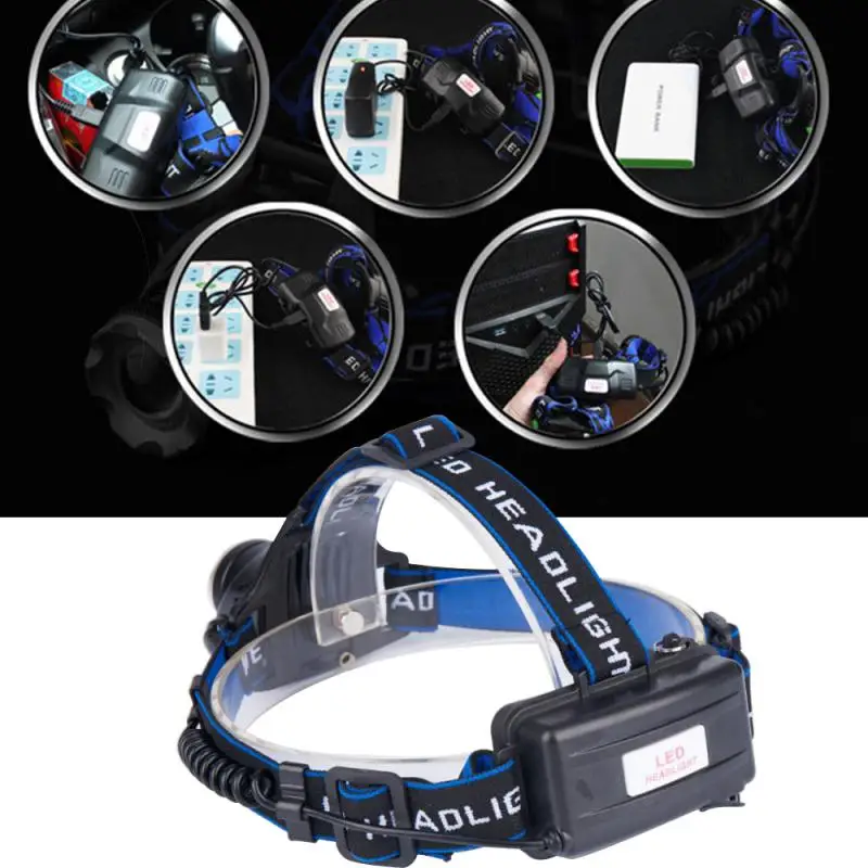 

30000Lumen LED Zoomable Head Headlamp Rechargeable Head Lamp Outdoor Camping Mountaineering Waterproof Flashlight