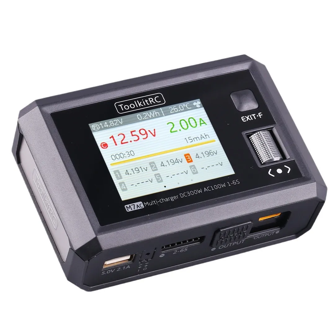 ToolkitRC M7AC 2S 3S Lipo зарядное устройство AC100W/DC300W XT60 XT30 Интеллектуальное зарядное устройство для модели RC Зарядное устройство LiHV NiMh Battery thumbnail 6